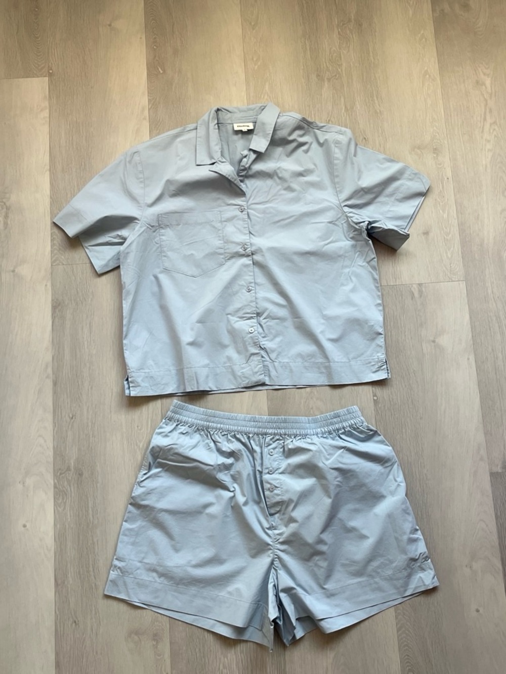 DARLING SOCIETY BLUE CAMP SHIRT SHORTS SET WOMENS M/L